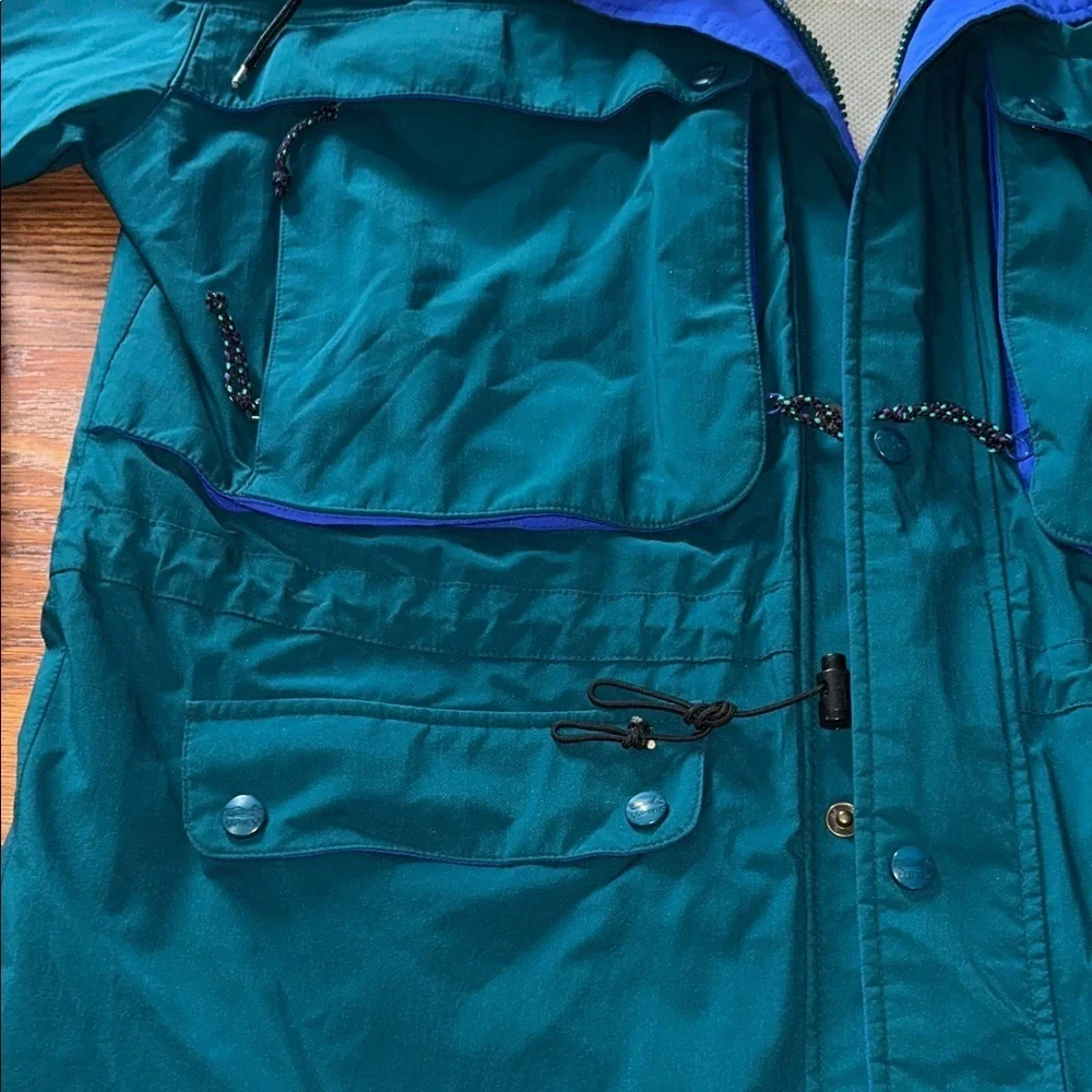 Vintage Y2K LL Bean North Col Hooded Jacket Mens XL Gore Tex Green and Blue